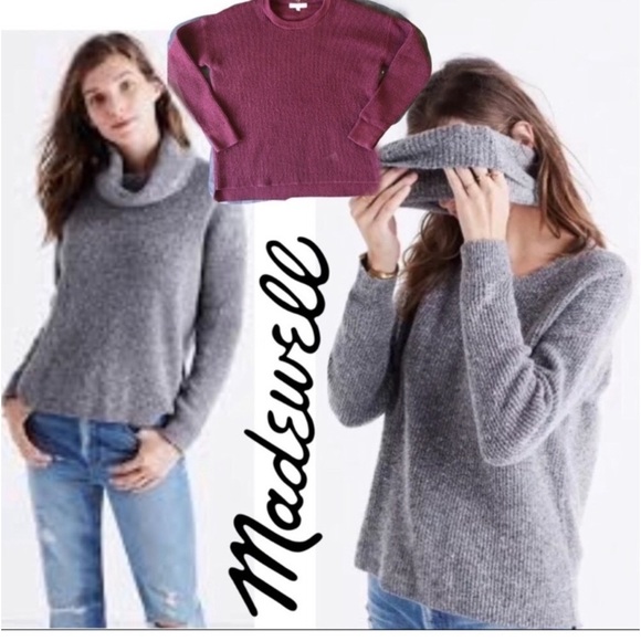 Madewell Women’s Donegal Heathered Gray Convertible Turtleneck Sweater Sz Small - Picture 13 of 13